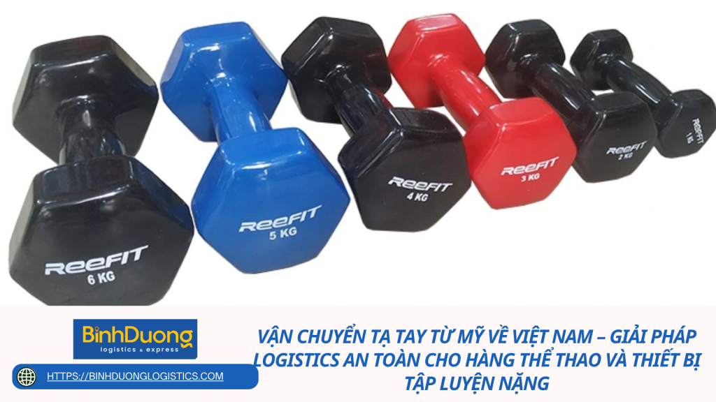Vận chuyển tạ tay từ Mỹ về Việt Nam – Giải pháp logistics an toàn cho hàng thể thao và thiết bị tập luyện nặng