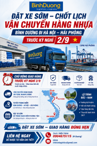 Vận chuyển hàng nhựa từ Bình Dương đi Hà Nội – Hải Phòng trước kỳ nghỉ 2/9