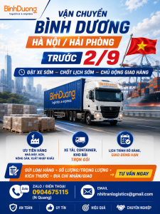 Vận chuyển máy móc công nghiệp từ Bình Dương đi Hà Nội – Hải Phòng trước kỳ nghỉ lễ 2/9