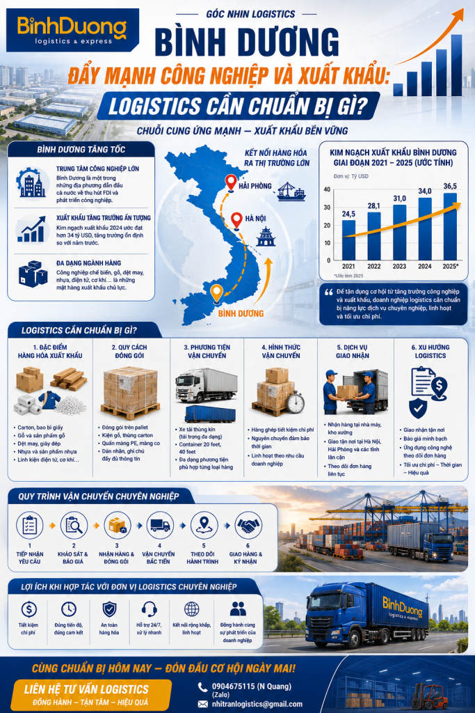 Bình Dương đẩy mạnh công nghiệp và xuất khẩu: Logistics cần chuẩn bị gì?