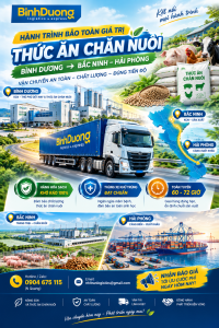 Vận chuyển công nghiệp chế biến nông sản, sản xuất thức ăn gia súc, gia cầm từ Bình Dương đi Bắc Ninh – Hải Phòng