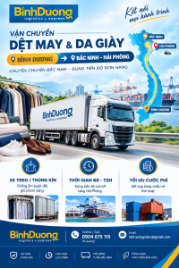 Vận chuyển hàng dệt may và da giày từ Bình Dương đi Bắc Ninh – Hải Phòng