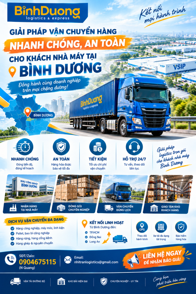 Giải pháp vận chuyển hàng nhanh chóng, an toàn cho khách nhà máy tại Bình Dương