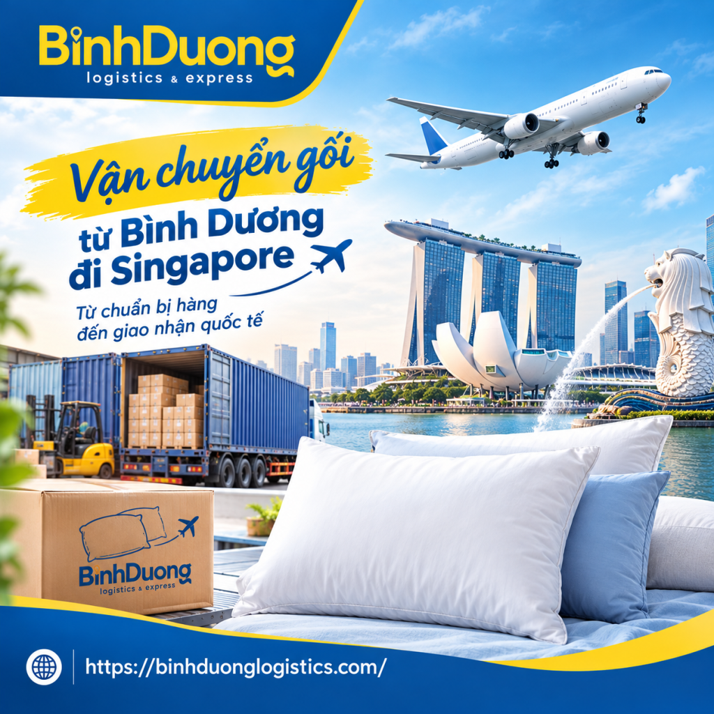 Vận chuyển gối từ Bình Dương đi Singapore