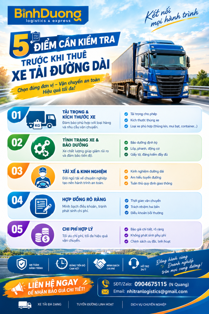 Doanh nghiệp sản xuất tăng đơn hàng: 5 điểm cần kiểm tra trước khi thuê xe tải đường dài