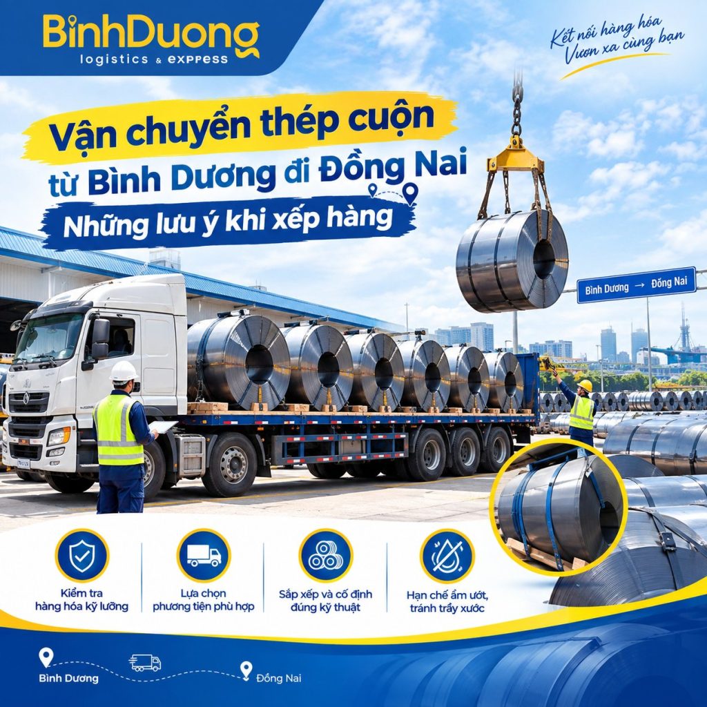 Vận chuyển thép cuộn từ Bình Dương đi Đồng Nai: Những lưu ý khi xếp hàng