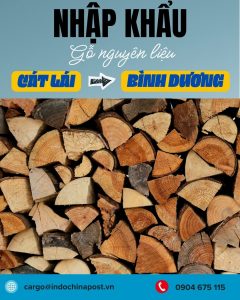 Gỗ nguyên liệu nhập khẩu từ cảng Cát Lái về Bình Dương