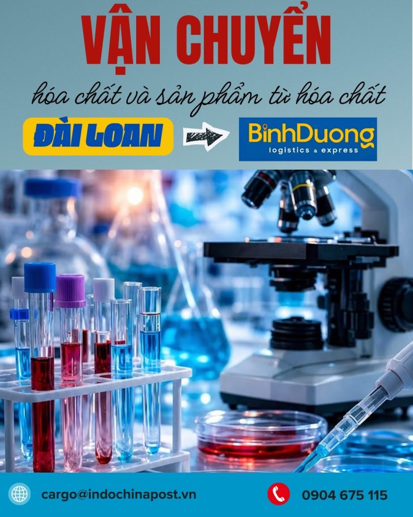 Vận chuyển hóa chất và sản phẩm từ hóa chất nhập khẩu từ Đài Loan về Bình Dương